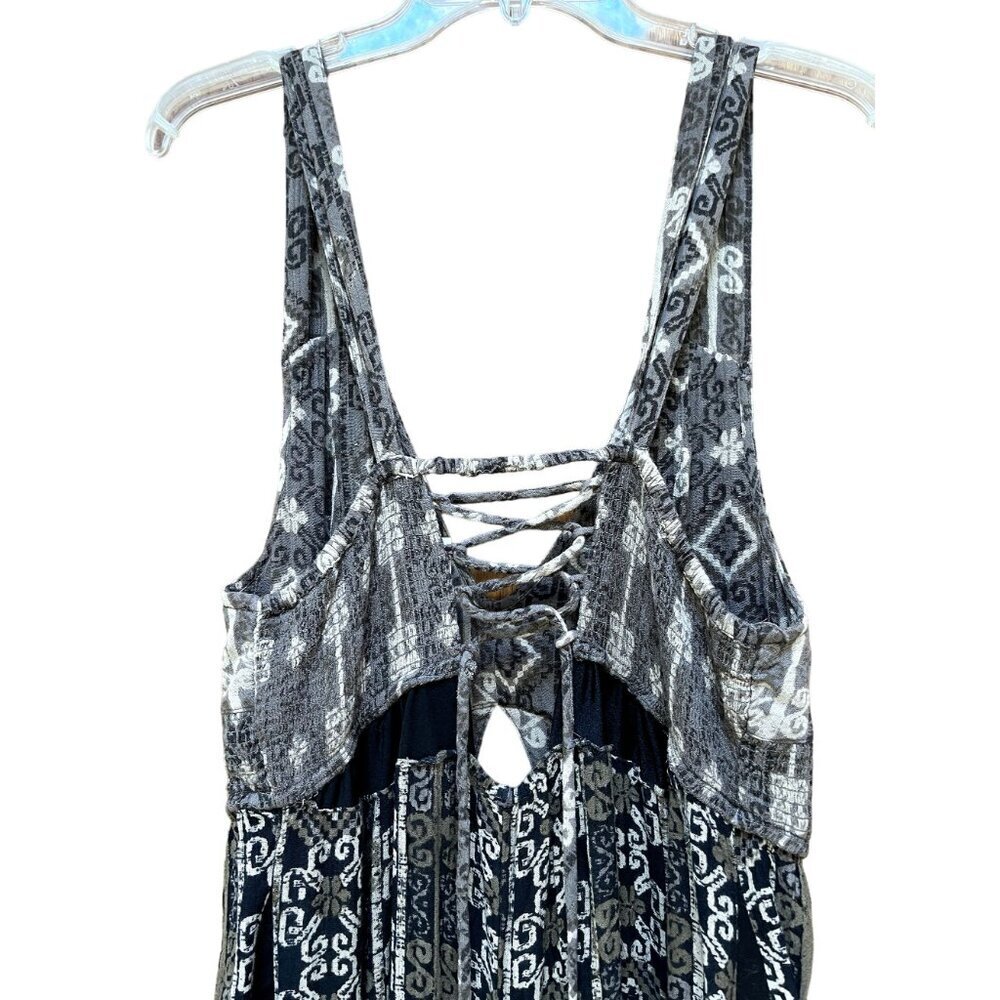 Free People Tribal Print Jumpsuit Retro 70s Bellbottoms Cut Out Crop Top - Picture 8 of 10